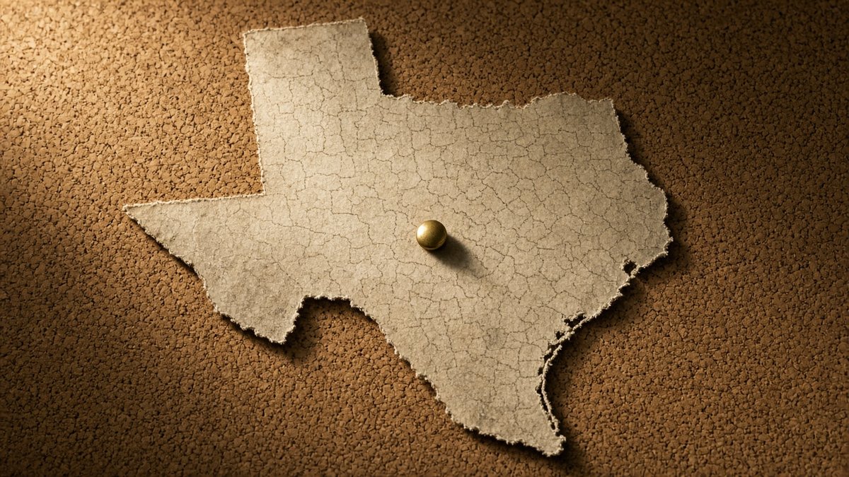 Addiction treatment near me parchment Texas outline on cork with one brass pin