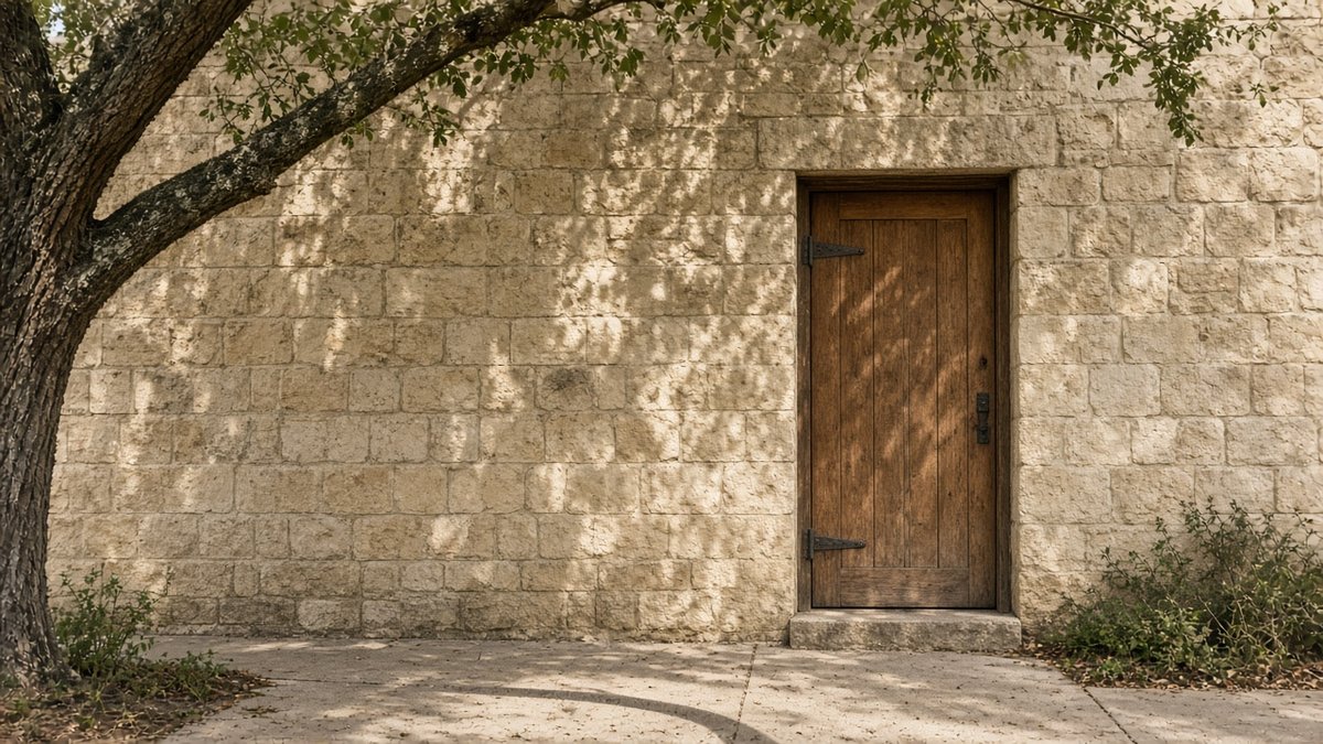 Alcohol rehab near me San Antonio limestone wall, live oak shade, and an unmarked door